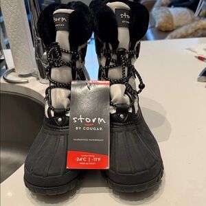 Cougar Storm Black and White Winter Boots